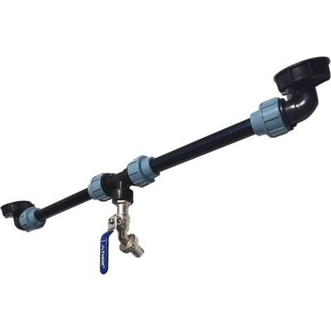 Adaptateur de Réservoir IBC-KIT DE RACCORDEMENT IBC, Adaptateur pour 2 Réservoirs avec Robinet d'Écoulement à col de Cygne Coude de Tuyau PE pour Réservoir d'eau de Jardin IBC (1/4)