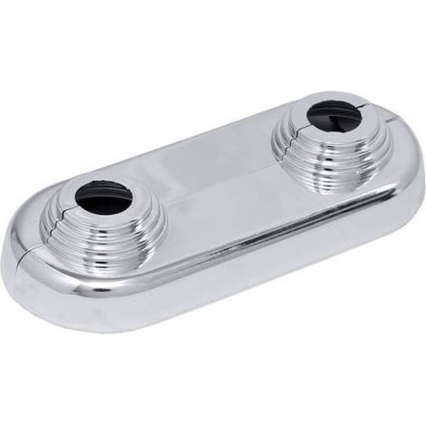 Simplex PVC Doppelrosette Wandrosette Kunststoff chrom für Rohre Ø10-22mm Achsabstand 50mm F44234