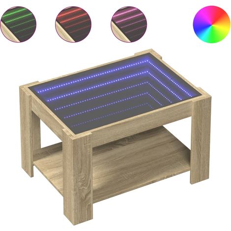 Tavolino da salotto dal design moderno con LED 73 x 53 x 45 cm in legno ingegnerizzato e vetro DEC037420