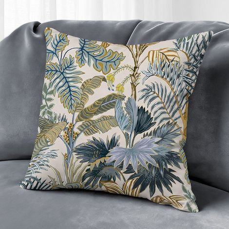 Housse de coussin fleurs papillon printemps, décoration maison,50×50cm (1/5)