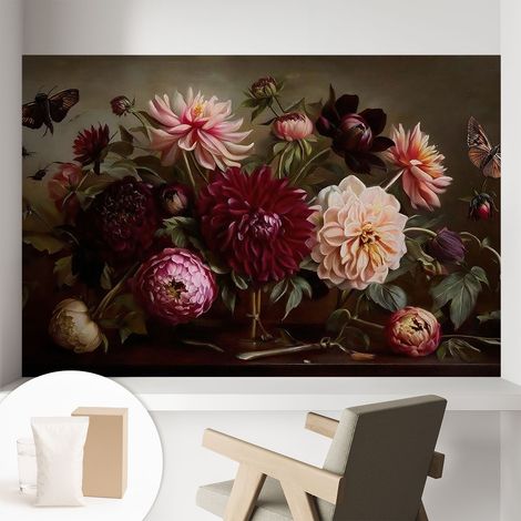 Papier peint intissé décoratif pour salon chambre et cuisine Facile à poser avec colle Majesté florale 104x70 cm (1/5)