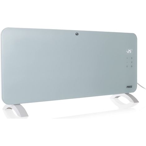 radiateur électrique connecté - Chauffage à convection - Contrôle manuel, via app ou vocal - Panneau en verre - 2 000 W - Blanc - 348201 (1/5)