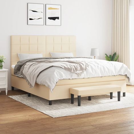 Boxspringbett mit Matratze Creme 180x200 cm Stoff (1/5)