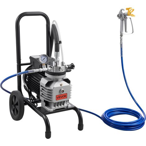 Pulvérisateur de peinture sans air à membrane, 1800 W sur chariot, haute pression 3300 psi, avec perche télescopique, aiguille et brosse de nettoyage, pour intérieur et extérieur maison (1/5)
