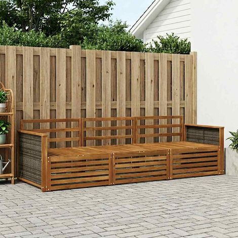 vidaXL Outdoor-Sofagarnitur 3 pcs Natur Massivholz Akazie (1/5)