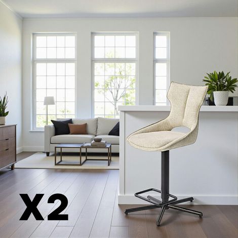 Chaise de bar réglable beige à dossier ouvert (lot de 2) LOMBARDIE (1/5)