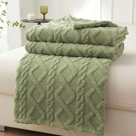 Couverture Polaire, Plaid Couverture Lit Douillette, Plaid Canapéen Flanelle Chaude pour Toutes Les Saisons (Vert, 200 230CM) (1/4)