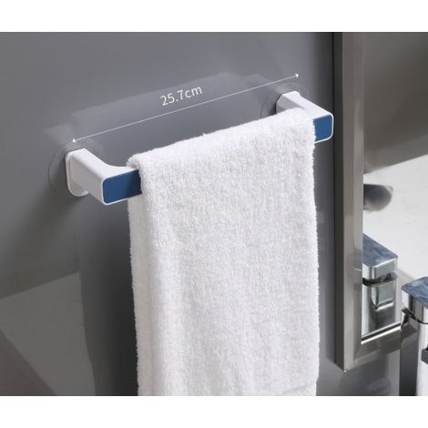 Porte-serviettes simple salle de bain sans perçage support de rangement (court bleu) (1/5)