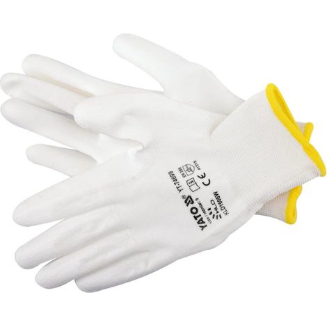 Yato YT-74699 guante de seguridad Guantes de fábrica Blanco Nylon, Poliuretano 1 pieza(s)