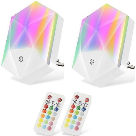 Veilleuse LED à brancher, lampe veilleuse RGB avec télécommande pour chambre de bébé, chambre à coucher, salle de bain, cuisine, couloir (2 pièces) (1/5)