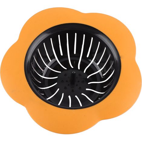 1 crépine de lavabo, forme fleur, orange, diamètre extérieur 11,5 cm, hauteur 3,2 cm, compatible éviers 78 à 110 mm (1/5)