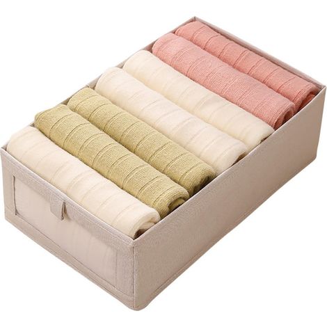 Boîte rangement penderie pliable - Coton lin organisateur vêtements (1/5)