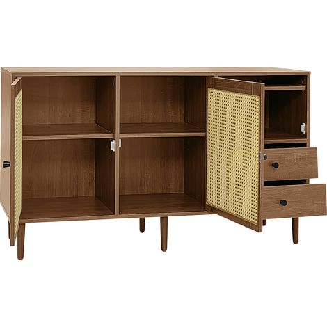 Aparador estilo rústico con puertas de ratán 130 x 40 x 75,5 cm MODENUIT (1/5)