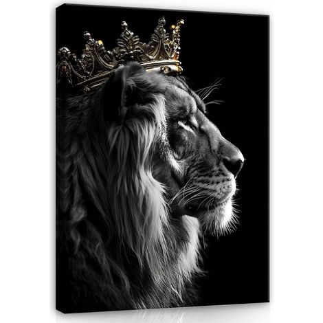 Peinture Murale sur toile lion roi motivant pour chambre salon 100x70 (1/3)