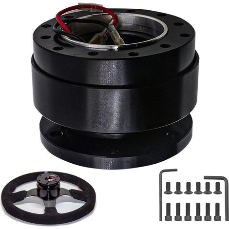 Volant à Dégagement Rapide, 6 Trous Universel Volant Snap Off Boss Kit Vis Boule Volant à Dégagement Rapide Adaptateur de Moyeu Kit de Démolition pour Racing Rally Motorsport, Noir