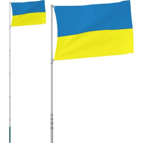 Drapeau de l'Ukraine et mât 5,55 m aluminium CFW899326 (1/5)