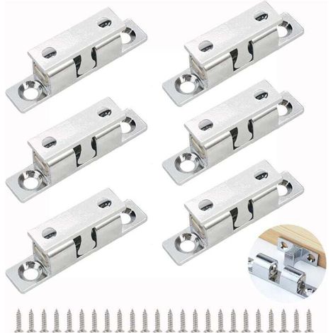 6-teiliges Schrankregal, 46 mm breites, doppeltes Rouleau, verstellbares Schrankregal für Schranktüren, Garderobenschränke mit 24 Türen, für Placard-Armoires, Badezimmerschränke, Tischplatten (Silber) (1/5)