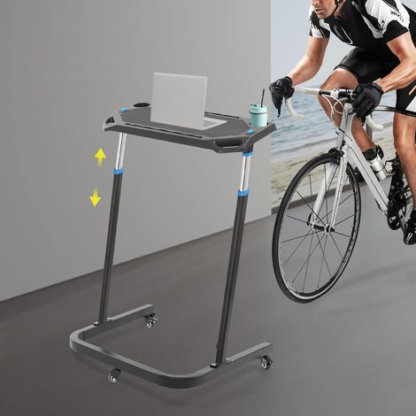 Bureau pour vélo et ordinateur avec roues d’entraînement, 82–120 cm Hauteur réglable, tapis de marche, bureau tapis roulant, tapis roulant debout, vélo d’entraînement, table de fitness (1/5)
