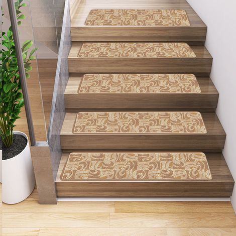 Lot de 5 tapis d'escalier d'intérieur, tapis de sol, tapis d'escalier, tapis d'escalier antidérapants, tapis d'escalier de bord, 76 x 20 cm (1/5)