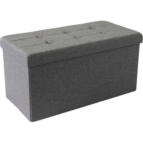 Pouf Contenitore Rettangolare In Stoffa Grigio