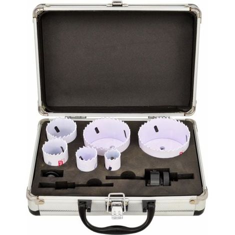 Jeu de 8 scies cloches bimétalliques AWTOOLS dans un coffret métallique, 22-73 mm, ligne noire