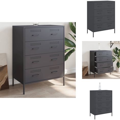Buffet anthracite 68x39x89 cm acier - Buffet Industriel - Meuble Rangement - Armoire Design - Commode Moderne - Mobilier Acier (1/5)