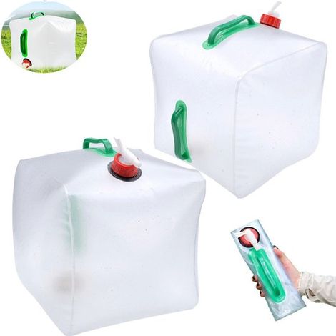 Confezione da 2 contenitori per acqua pieghevoli con rubinetto, bottiglie d'acqua portatili pieghevoli, borse per la conservazione dell'acqua pieghevoli, bottiglie d'acqua per alimenti (1/5)