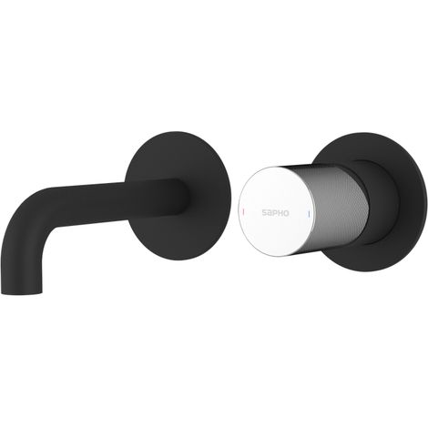 ULTRATAP Mitigeur lavabo 2 trous à encastrer, bec 15cm, noir mat/chrome (1/2)