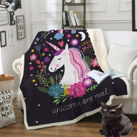 Couverture Imprimée Licorne Couverture Polaire(Faux velours) 150130CM (1/3)