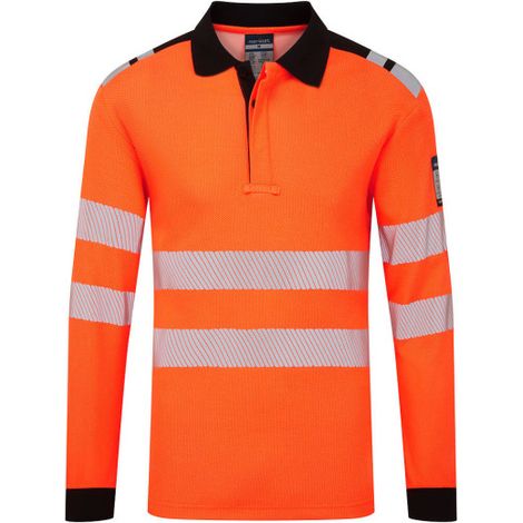 Polo PW3 Modaflame Knit HVO FR de manga larga, resistente a la llama FR734 XL Naranja/Negro