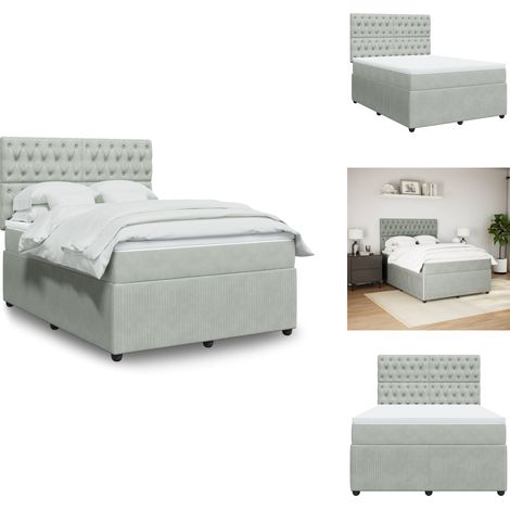 Sommier à lattes de lit et matelas Gris clair 140x190cm Velours - Sommier À Lattes De Lit - Sommiers À Lattes De Lit - Lit - Meuble De Chambre À Coucher (1/5)