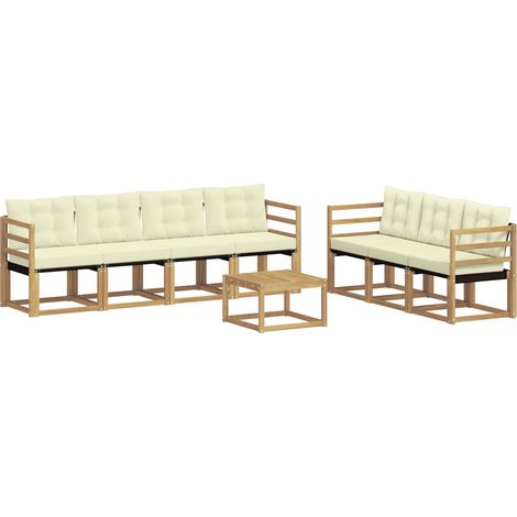 Conjunto de sofás de exterior con cojín 8 pcs Blanco y Crema vidaXL (1/5)