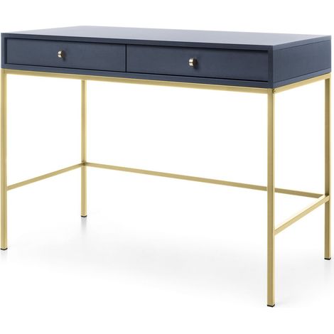 Toletta, blu navy, 103,5 x 77,6 x 50 cm, gambe dorate (1/5)