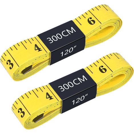 2 pièces Mètre Ruban Double Face 3m /120 Pouces pour les Mesures Corporelles, Doux Mètre Ruban Couture Jaune (1/5)