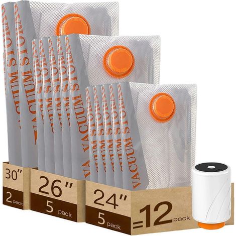 12 lots Vacuum sacs de rangement avec Rechargeable air Pump Vacuum Seal sacs pour vêtements Blankets Bedding Space Saver (1/5)