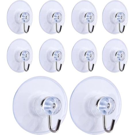 10 Pcs Crochets à Ventouse, Amovible Transparent Ventouse Ventouse Crochets Muraux Cintre pour Salle De Bains Cuisine Serviette De Douche Crochets Muraux Cintres Accessoires (45mm) (1/4)