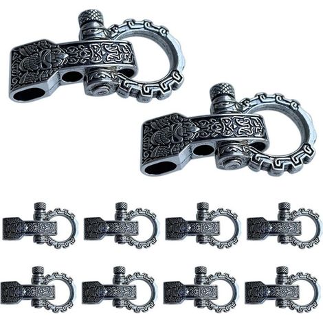 Boucles Paracord Fermoirs à Nœud Goupille Vis Manille D'Ancrage Manilles Réglables pour Bracelet Ceinture 10 Pièces (1/4)
