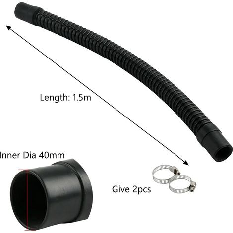 Tuyau annelé pour aquarium (40 mm x 1,5 m - 1 pièce) avec embouts en caoutchouc souple et sortie d'eau. (1/5)