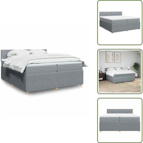 Sommier à lattes de lit avec matelas Gris clair 200x200cm Tissu - Sommier À Lattes De Lit - Sommiers À Lattes De Lit - Lit - Meuble De Chambre À Coucher (1/5)