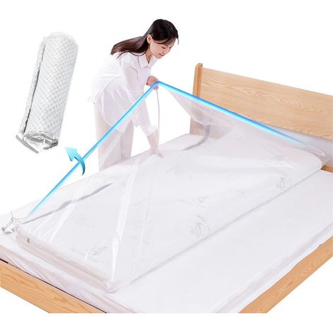Sac de Rangement sous Vide Grand Format pour Matelas et Vêtements, Housse de Compression Réutilisable Économisant 80% d'Espace, Étanche sans Pompe à Air (1/5)