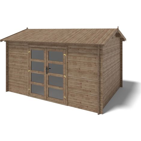 Casetta da giardino in legno - 12.00m2 - 4.00x3.00m - impregnata - 28mm - colore: marrone - DOM677 (1/5)