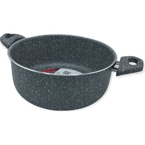 Zanetti - Pietra Rara, Casseruola Antiaderente in Alluminio Effetto Pietra, Maniglie Soft Touch, Diametro 20 cm, Made in Italy