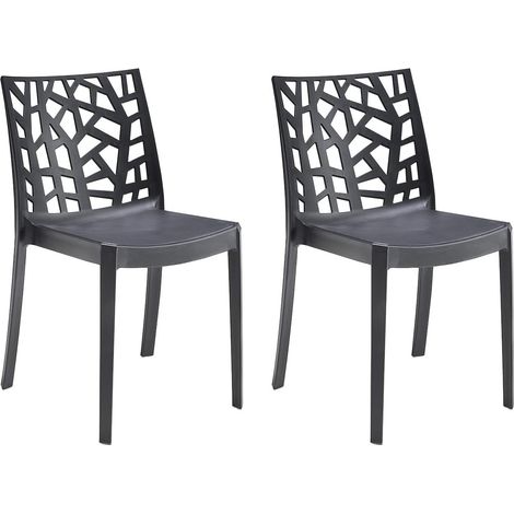 GLOUPIE Set 2 Sedie Matrix In Polipropilene Nero, Dim. 55x47x82 Cm,Peso 4 Kg,Per Interno Ed Esterno,Made In Italy,Impilabili (1/5)