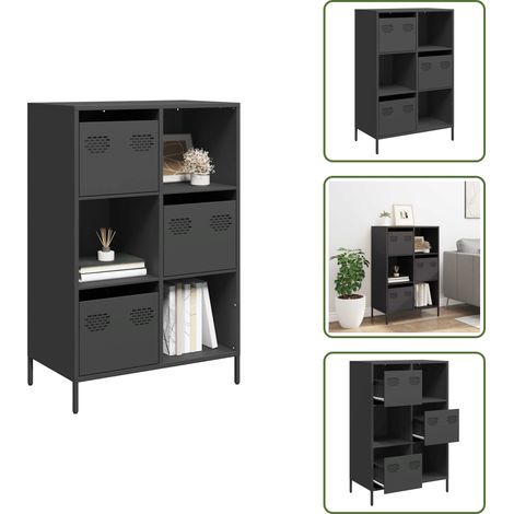 vidaXL Buffet haut noir 68x39x103,5 cm acier (1/5)