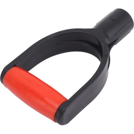 Poignée en D pour pelle à neige, diamètre intérieur 32 mm, renfort en silicone, remplacement pour pelle à neige, outil de bêchage et de ratissage, rouge et noir (1/5)