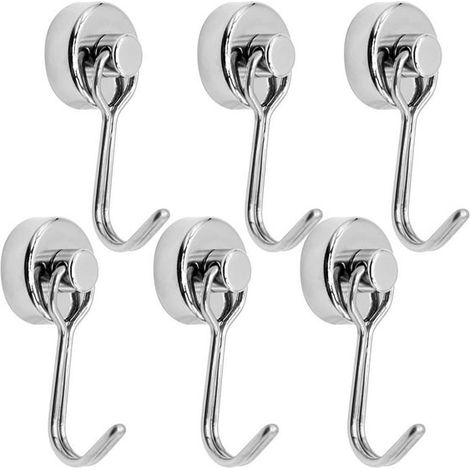 Set mit 6 magnetischen Schraubhaken, leistungsstarke Neodym-Wandhaken, Tragkraft bis zu 5 kg, starker Magnethaken für Zuhause, Küche, Schlafzimmer, Büro