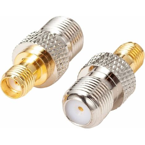 Adaptateur coaxial (lot de 2) : connecteur RF femelle F vers femelle SMA pour radio, antenne et câble coaxial RG6. (1/4)