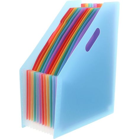 Organisateur de Fichiers Porte-Documents Extensible Portable Design Simple Grosse Capacité Accordéon A4 en Plastique Bleu pour Rangement Bureau (1/5)