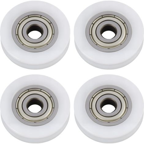 roulette pour baie vitrée coulissante alu, 4 Rouleaux de Roues Rondes en Nylon U avec Roulements - Taille 5x24x6mm - Résistants à Haute Température - Parfaits pour les Portes et Fenêtres (1/5)