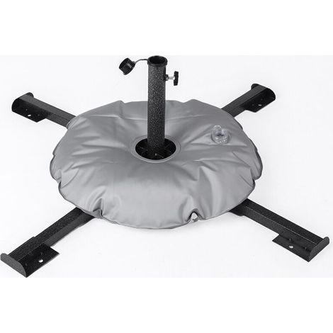 Pied pliable pour parasols - idéal pour les jardins, terrasses, cafés, etc. - 1 jeu, noir, avec sac de lestage. (1/5)